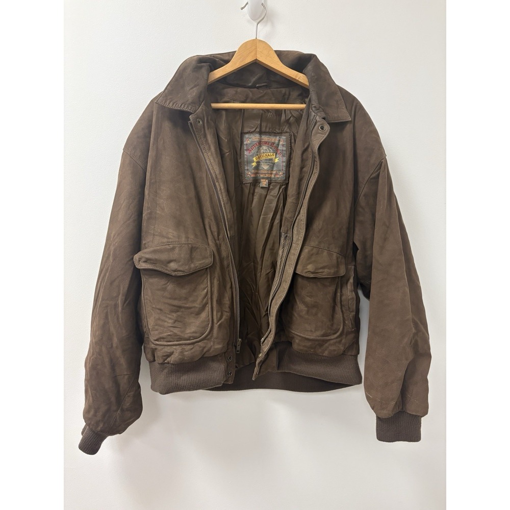 VTG Wilson's Adventure Bound Thinsulate Leather Brown Full Zip Sz XL Jacket Y2K